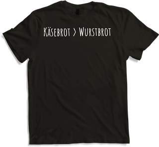 Produktbild von T-Shirt Brotzeitspruch Käsebrot über Wurstbrot Deutsche Kost Brot