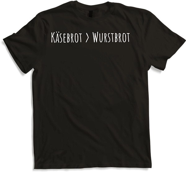 Produktbild von T-Shirt Brotzeitspruch Käsebrot über Wurstbrot Deutsche Kost Brot