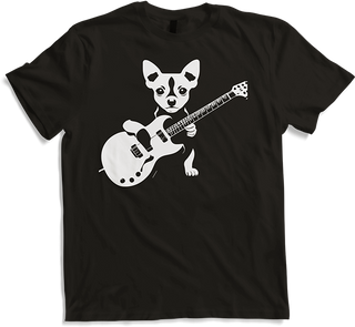 Produktbild von T-Shirt Chihuahua mit E-Gitarre Musiker Lustiger Gitarrist