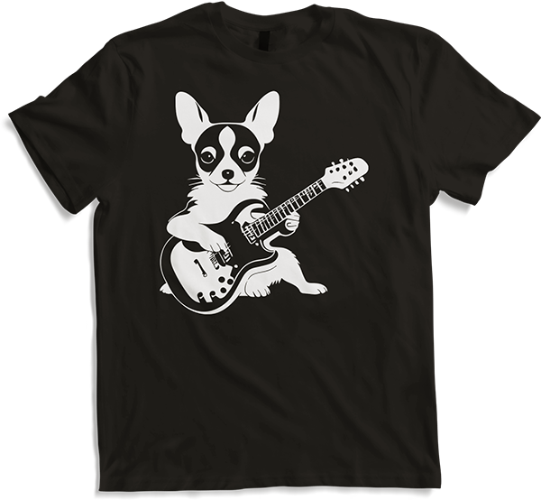 Produktbild von T-Shirt Chihuahua mit E-Gitarre Musiker Lustiger Gitarrist