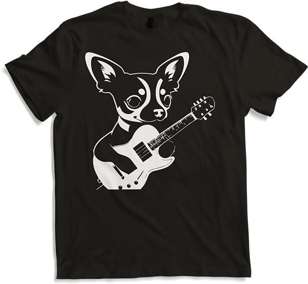 Produktbild von T-Shirt Chihuahua mit E-Gitarre Musiker Lustiger Gitarrist