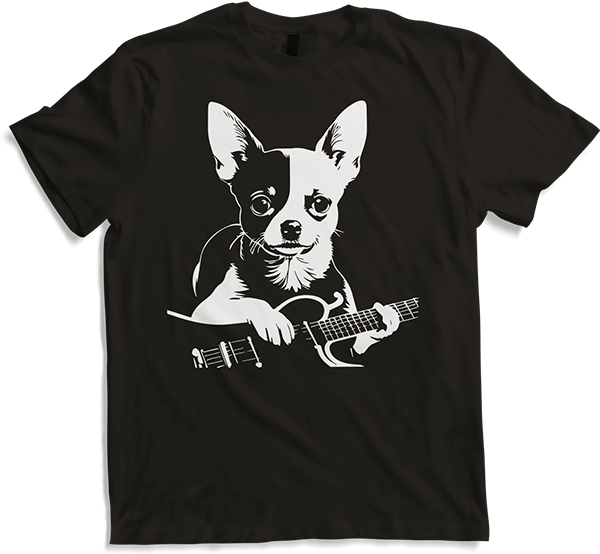 Produktbild von T-Shirt Chihuahua mit E-Gitarre Musiker Lustiger Gitarrist