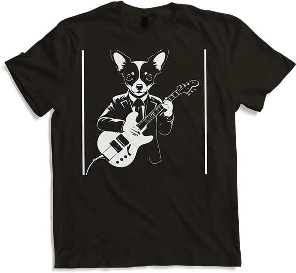 Produktbild von T-Shirt Chihuahua mit E-Gitarre Musiker Lustiger Gitarrist