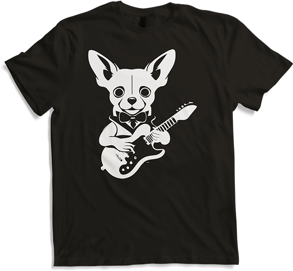 Produktbild von T-Shirt Chihuahua mit E-Gitarre Musiker Lustiger Gitarrist