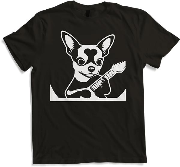 Produktbild von T-Shirt Chihuahua mit E-Gitarre Musiker Lustiger Gitarrist