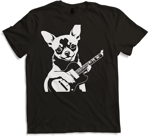 Produktbild von T-Shirt Chihuahua mit E-Gitarre Musiker Lustiger Gitarrist