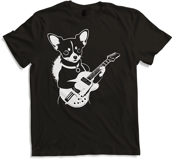 Produktbild von T-Shirt Chihuahua mit E-Gitarre Musiker Lustiger Gitarrist