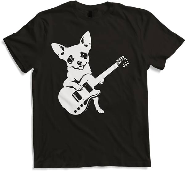 Produktbild von T-Shirt Chihuahua mit E-Gitarre Musiker Lustiger Gitarrist