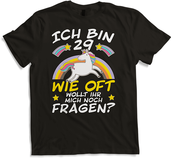 Produktbild von T-Shirt Damen ich bin 29 Einhorn Lustiges 30. Geburtstag Frauen