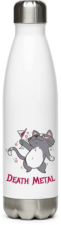 Produktbild von Edelstahlflasche Death Metal Spruch Betrunkene Katze Metalhead Heavy Metal