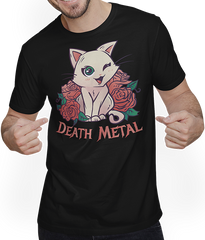 Produktbild von T-Shirt mit Mann Death Metal Spruch Süße Katze Metalhead Heavy Metal