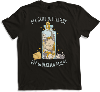 Produktbild von T-Shirt Der Griff zu Flasche Katzenspruch Lustige Katzen Sprüche