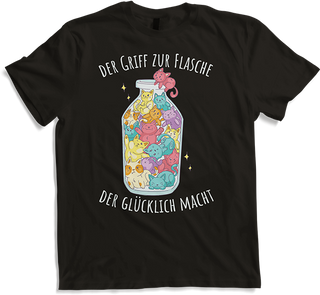 Produktbild von T-Shirt Der Griff zur Flasche Lustige Katzen Sprüche Katzenspruch