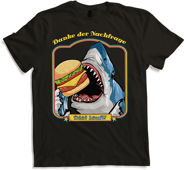 Produktbild von T-Shirt Diät läuft Sarkastischer Lustiger Burger Spruch Hai Hunger