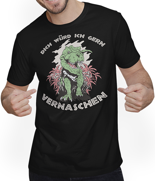 Produktbild von T-Shirt mit Mann Dich würd ich gern vernaschen T-Rex Freche Anmachsprüche