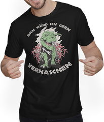 Produktbild von T-Shirt mit Mann Dich würd ich gern vernaschen T-Rex Freche Anmachsprüche