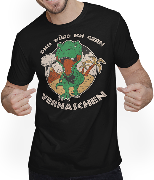 Produktbild von T-Shirt mit Mann Dich würd ich gern vernaschen T-Rex Freche Anmachsprüche