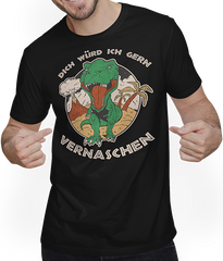 Produktbild von T-Shirt mit Mann Dich würd ich gern vernaschen T-Rex Freche Anmachsprüche