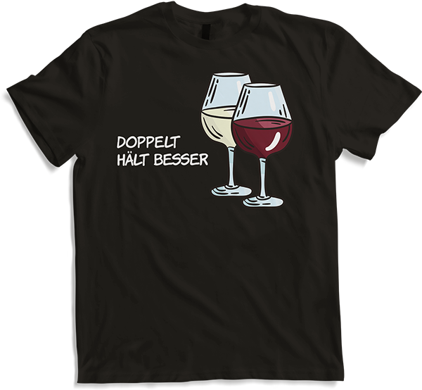 Produktbild von T-Shirt Doppelt hält besser! Rotwein Weißwein Spruch Wein Sprüche