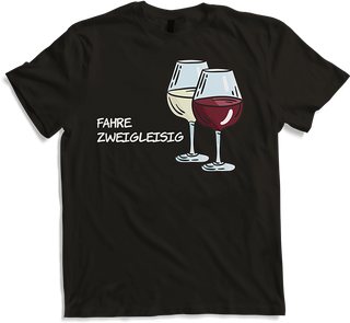 Produktbild von T-Shirt Fahre zweigleisig Rotwein Weißwein Spruch Wein Sprüche