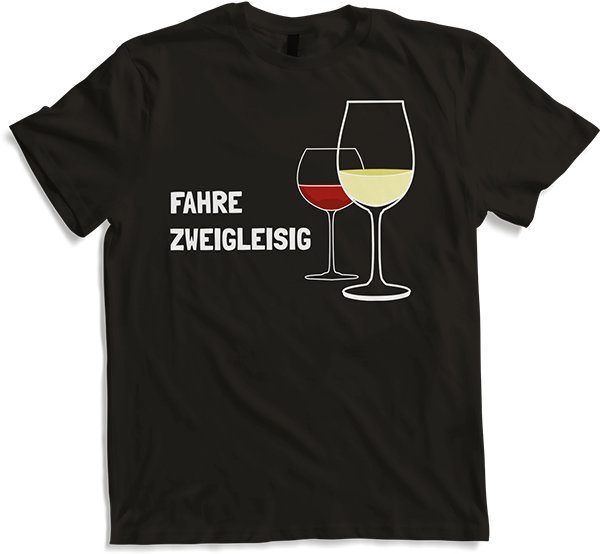 Produktbild von T-Shirt Fahre zweigleisig Rotwein Weißwein Spruch Wein Sprüche