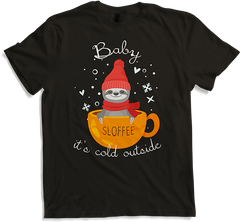 Produktbild von T-Shirt Faultier (Sloffee) badet in Kaffee im Winter T-Shirt