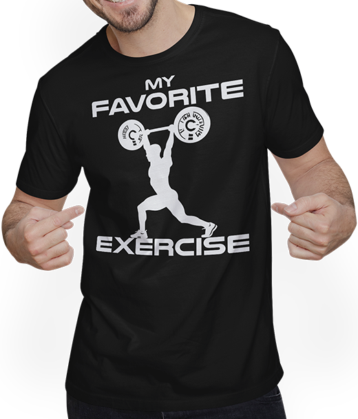Produktbild von T-Shirt mit Mann Favorite Exercise Competition Gewichtheben Gewichtheber