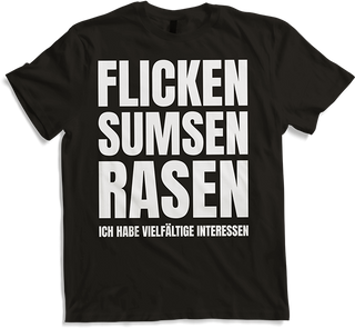 Produktbild von T-Shirt Flicken Sumsen Rasen Sexwitz Zweideutige Versaute Sprüche