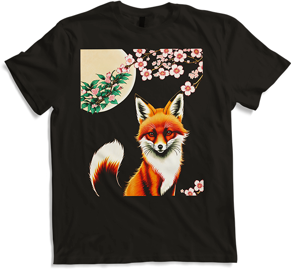 Produktbild von T-Shirt Foxes Japanische Kirschblüte Blume Kitsune Fuchs