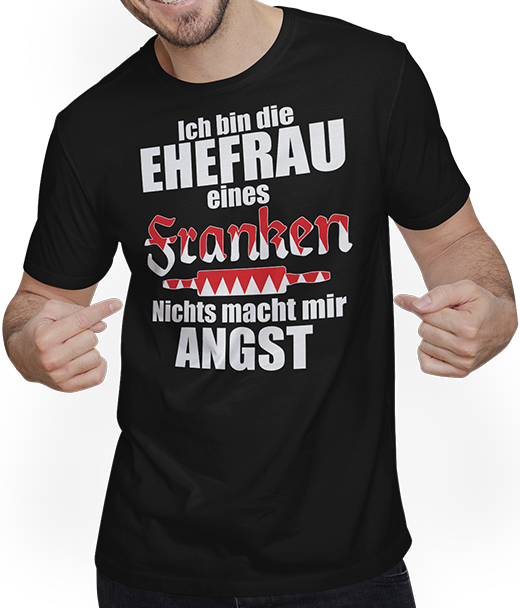 Produktbild von T-Shirt mit Mann Fränkischer Spruch | Ehefrau eines Franken | Frankenland