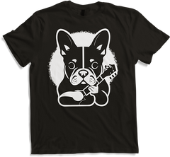 Produktbild von T-Shirt Französische Bulldogge mit E-Gitarre Musiker Gitarrist