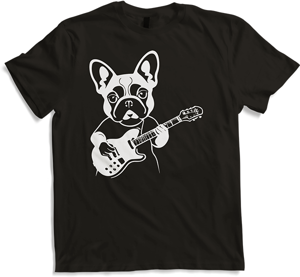 Produktbild von T-Shirt Französische Bulldogge mit E-Gitarre Musiker Gitarrist