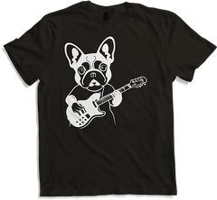 Produktbild von T-Shirt Französische Bulldogge mit E-Gitarre Musiker Gitarrist