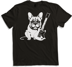 Produktbild von T-Shirt Französische Bulldogge mit E-Gitarre Musiker Gitarrist