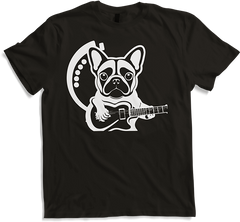 Produktbild von T-Shirt Französische Bulldogge mit E-Gitarre Musiker Gitarrist