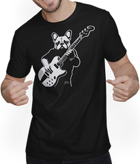 Produktbild von T-Shirt mit Mann Französischer Hund mit E-Gitarre Musiker Gitarrist