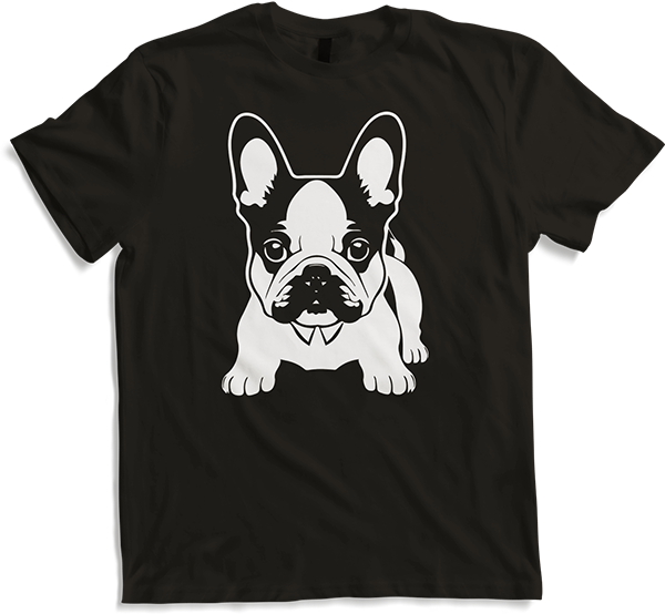 Produktbild von T-Shirt Französischer Hund mit E-Gitarre Musiker Gitarrist