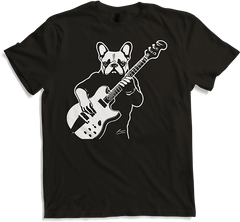 Produktbild von T-Shirt Französischer Hund mit E-Gitarre Musiker Gitarrist