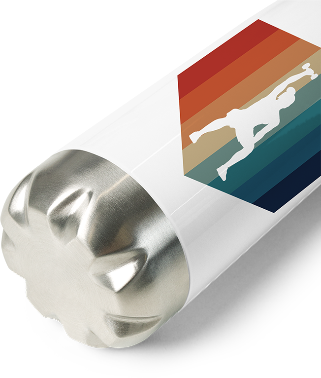 Produktbild vom Boden der Thermoflasche Frauen Workout | Vintage Hexagon | Retro Kurzhantel