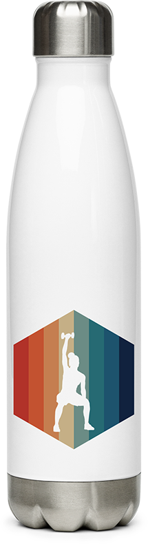 Produktbild von Edelstahlflasche Frauen Workout | Vintage Hexagon | Retro Kurzhantel