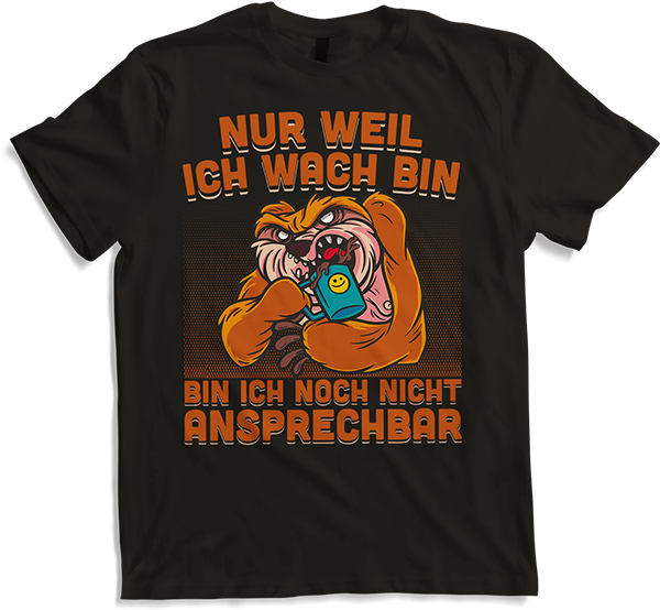 Produktbild von T-Shirt Freche Morgenmuffel Irres Faultier mit Kaffee Sprüche