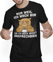 Produktbild von T-Shirt mit Mann Freche Morgenmuffel Miezekatze mit Kaffee Katzen Sprüche