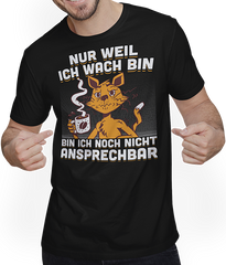 Produktbild von T-Shirt mit Mann Freche Morgenmuffel Miezekatze mit Kaffee Katzen Sprüche