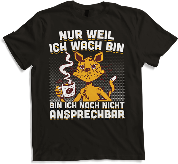 Produktbild von T-Shirt Freche Morgenmuffel Miezekatze mit Kaffee Katzen Sprüche