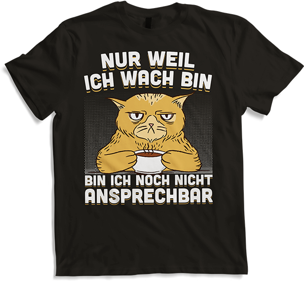 Produktbild von T-Shirt Freche Morgenmuffel Miezekatze mit Kaffee Katzen Sprüche