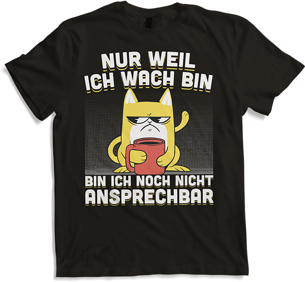 Produktbild von T-Shirt Freche Morgenmuffel Miezekatze mit Kaffee Katzen Sprüche