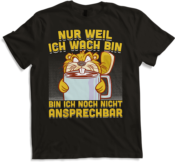 Produktbild von T-Shirt Frecher Morgenmuffel Spruch Biber mit Kaffee Sprüche