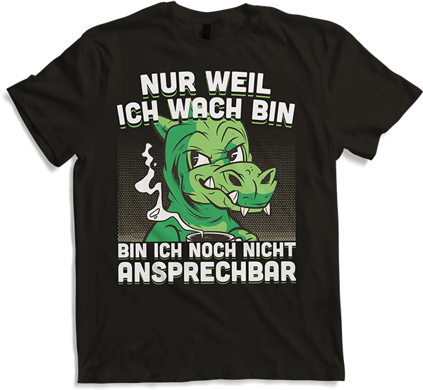 Produktbild von T-Shirt Frecher Morgenmuffel Spruch Drache mit Kaffee Sprüche