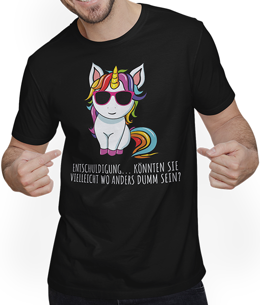 Produktbild von T-Shirt mit Mann Freches Einhorn Lustiger frecher Spruch Mädchen & Teenager