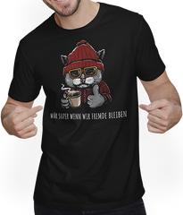 Produktbild von T-Shirt mit Mann Fremde bleiben Coole Katze Lustiger Katzen Spruch Kaffee